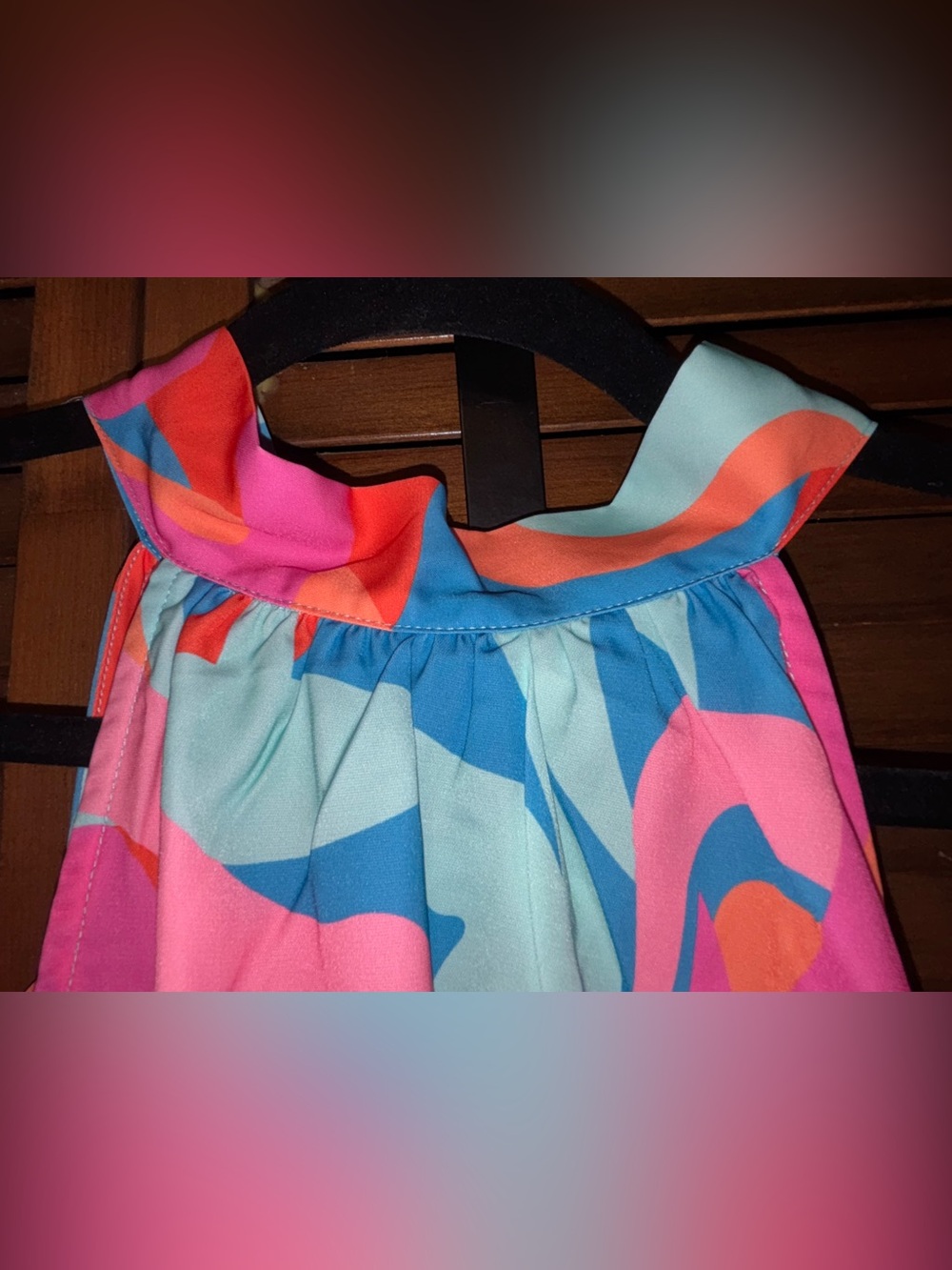 NEW Abstract Wave Halter Tank Top in Blue, Pink & Orange - Picture 6 of 13